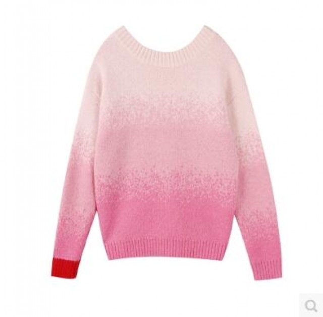 [해외] 핑크 소녀 그라데이션 풀오버 니트 스웨터