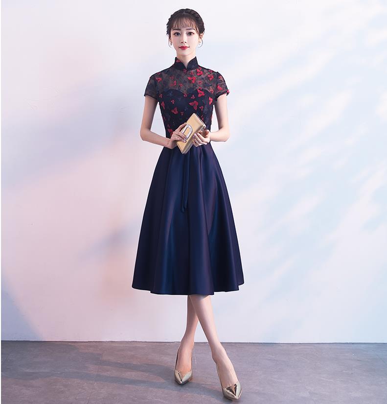 [해외] 신상 여성 퀄리티 슬림 파티드레스 원피스 망사 나비 포인트연회복 이브닝 드레스