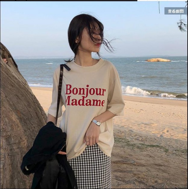 [해외] 봄신상 여성 퀄리티 캐주얼 루즈핏 심플 라운드넥 오버핏 반팔 티셔츠