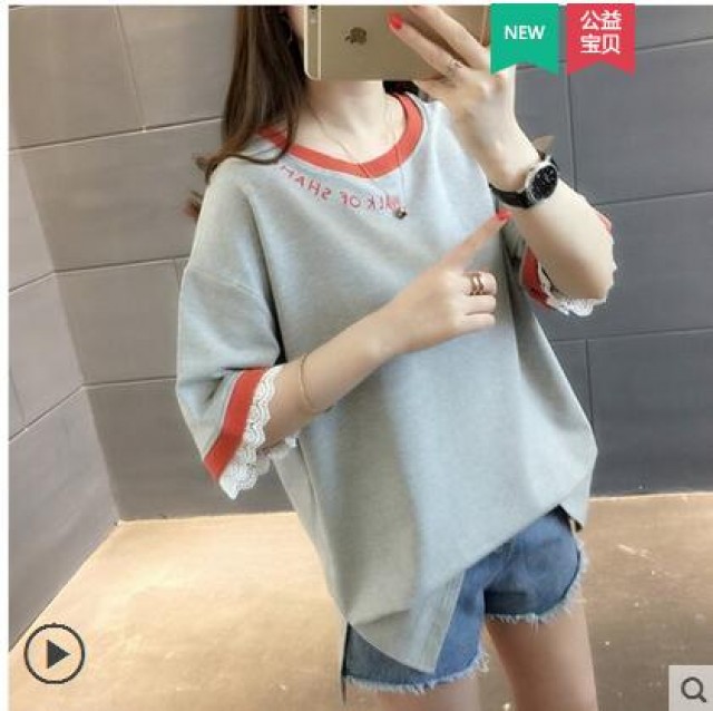 [해외] 핫신상 여성큐티 레이스반팔 티셔츠 학생 캐쥬얼 귀여운