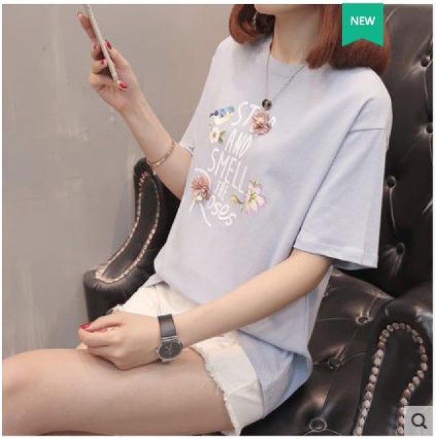 [해외] 여성 신상 캐주얼 인화 면 티셔츠