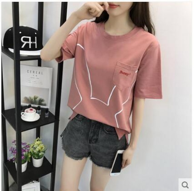 [해외] 여성 여름 티셔츠 반팔 패션 캐주얼 루즈핏 학생 나염 캐릭터 면