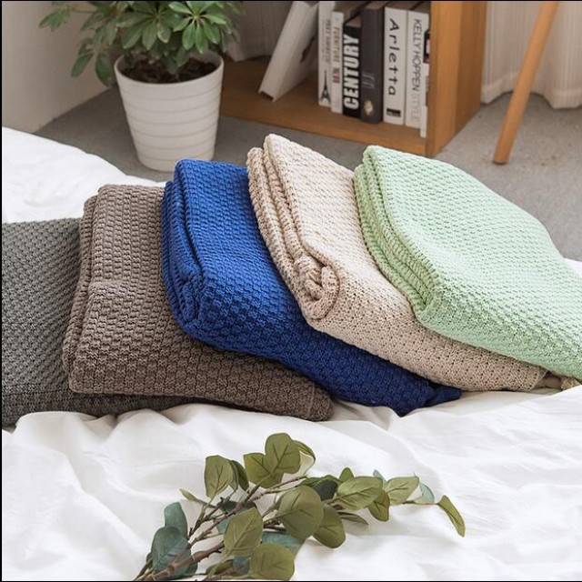 [해외] 순면 민무늬 담요 침대 소파 낮잠용 담요