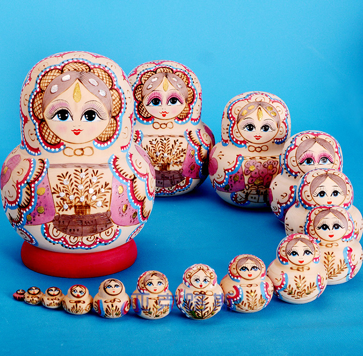 [해외] 어린이선물 15구 러시아인형 마트료시카 인형 러시아 전통인형 마더인형 피나무 원목