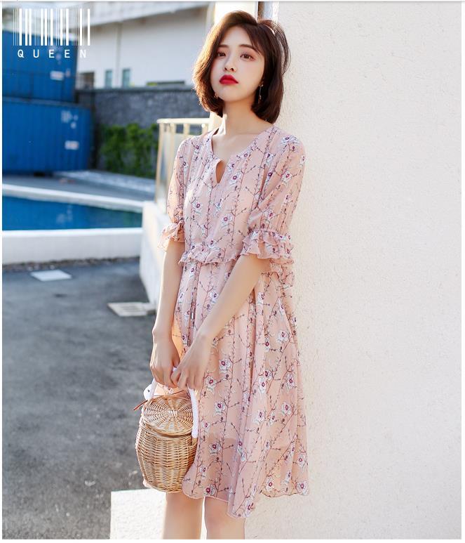 [해외] 여름신상 여성 패션 캐주얼 오버핏 임산부 쉬폰 플라워 원피스 여름원피스