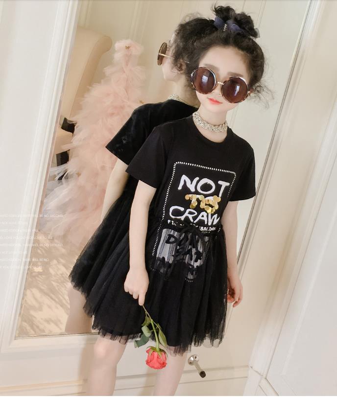 [해외] 여름신상 여아의류 패션 캐주얼 퀄리티 반팔티셔츠 공주 망사 원피스 아동복