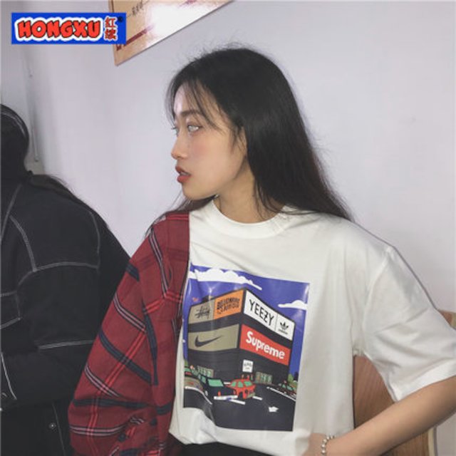 [해외] INS 봄 여름 반팔 여성 프라이머 캐주얼 티셔츠
