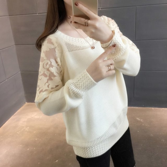 [해외] 신상 여성 긴소매 레이스 스웨터