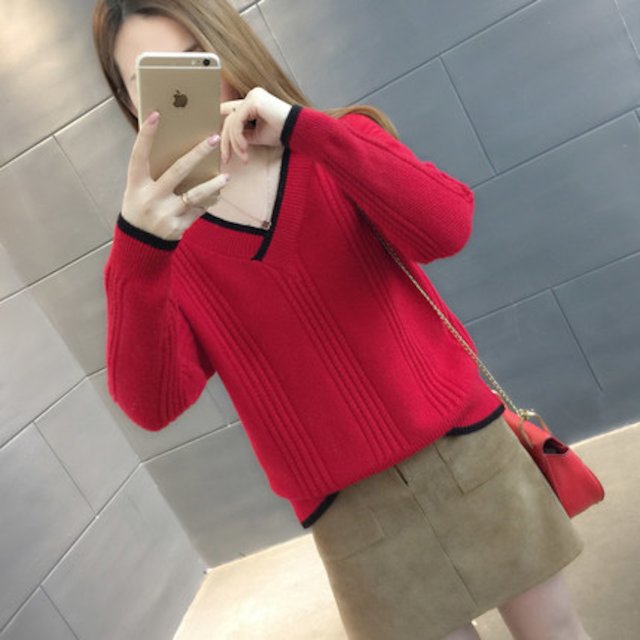[해외] 신상 여성 브이넥 스웨터