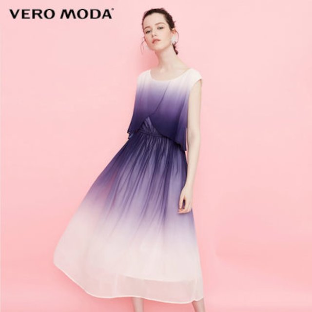 [해외] Vero Moda2018 여름 새로운 그라데이션 쉬폰 원피스 31827A552
