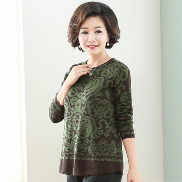 [해외] 중년여성 니트 봄 스웨터 중년 어머니 긴팔 스웨터 엄마옷 가을니트