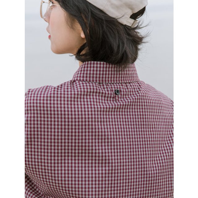[해외] 여성여름티셔츠 일본학원패션 여자티셔츠 여름티 체크무늬티셔츠 와이드셔츠 반팔