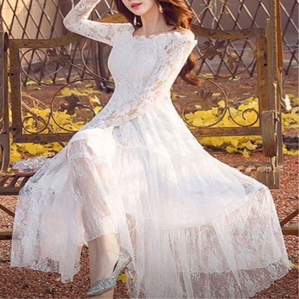 [해외] 여성의류 얇은 레이스 엘레강스 드레스
