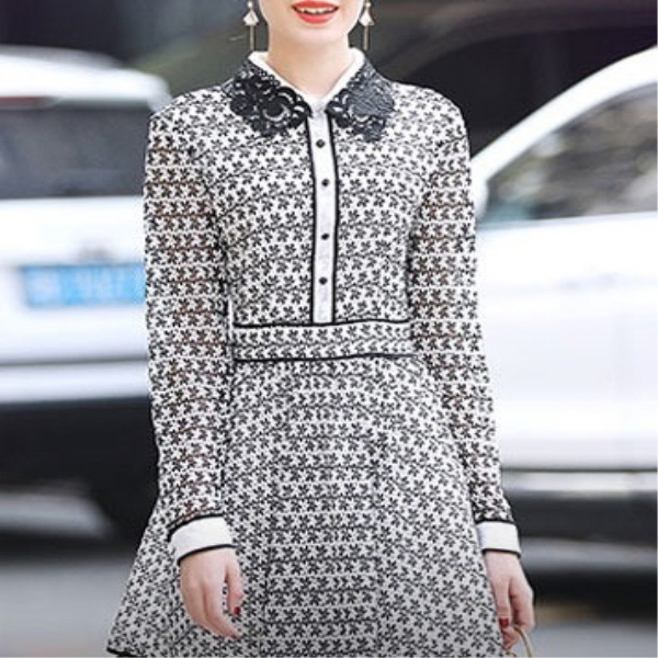 [해외] 여성의류 레이스 넥 원피스 드레스
