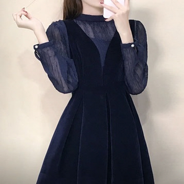 [해외] 여성의류 벨벳 드레스 하이엔드 스트랩 스커트 세트
