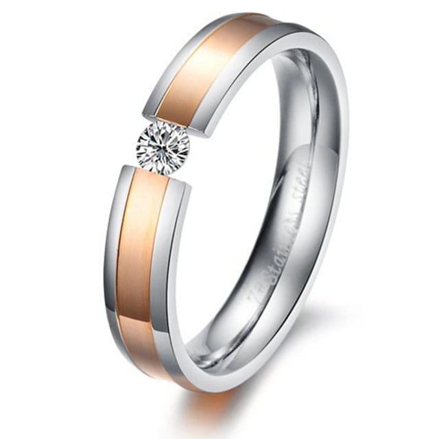 [해외] 커플 다이아몬드 패션 티타늄 보석 반지 OC